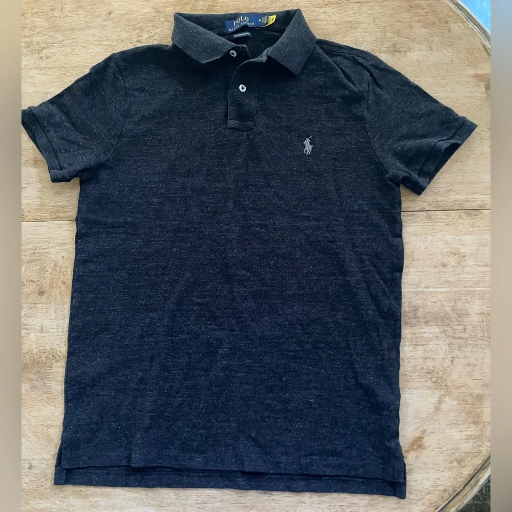 Polo Ralph Lauren‎ Men’s Sz Medium Custom Slim Fit Merled Dark Gray Polo